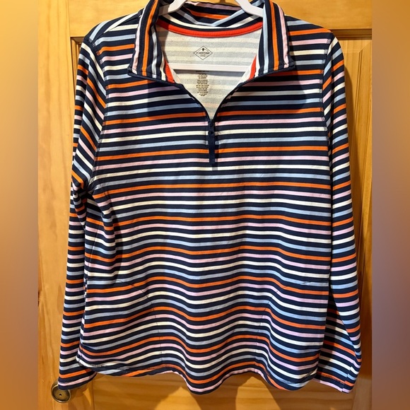 St. John's Bay L Classic 1/4 Zip Long Sleeve Striped Shirt Multi Color women’s - Picture 1 of 8